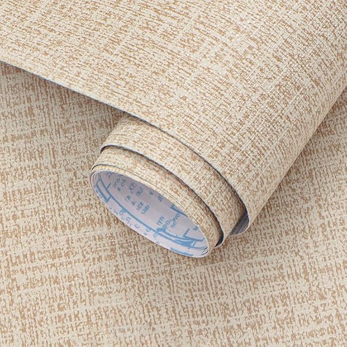 Guvana Grasscloth Peel and Stick Wallpaper Beige Textured Contact Paper Modern by Guvana