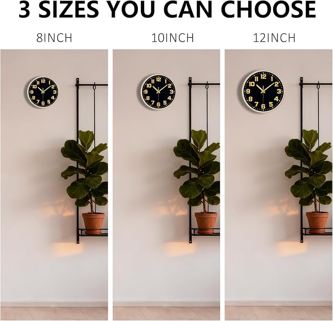Modern Silent Wall Clock, 12 Inch Non-Ticking Battery Operated Clock, Round - Image 9