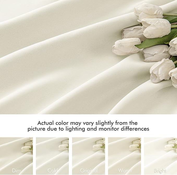 MIULEE Cream Back Tab Blackout Curtains 120 Inch Long 2 Panels Set - Image 8
