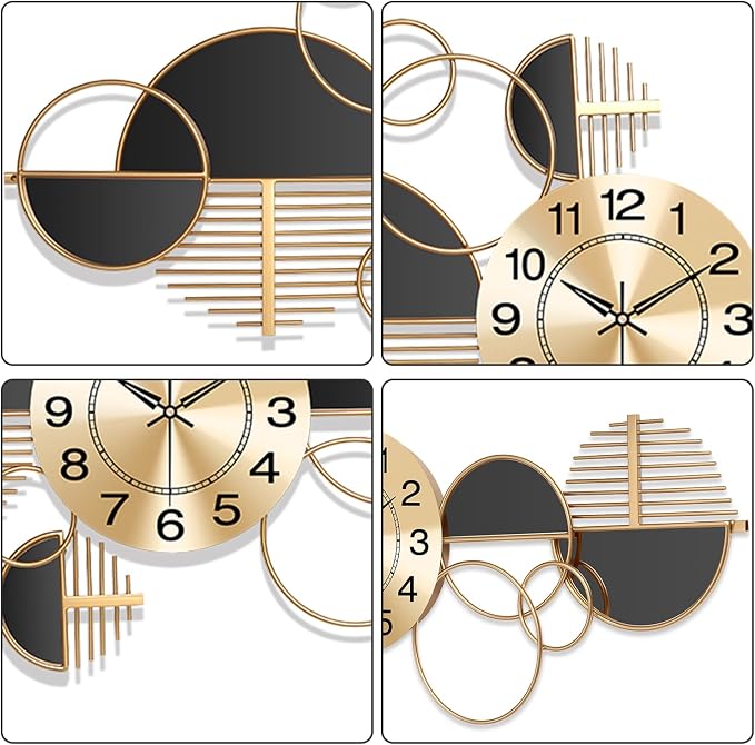 Large Wall Clock, Modern Silent Non-Ticking Metal Wall Art Wall Clocks Battery - Image 6