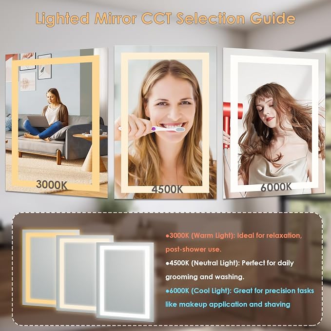 16×24 inches LED Bathroom Mirror, Bathroom Vanity Mirror - Image 4