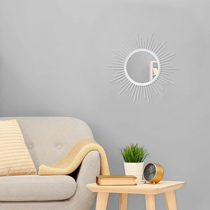 Wall Decor Spoked Sunburst Accent Wall Mirror Round Home Modern Metal Art Mirror - Image 3