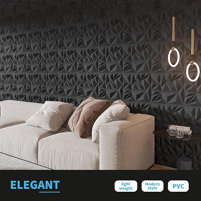 Art3d 50-Pack 3D Wall Panels for Interior Wall Decor, Modern Diamond Textured - Image 3