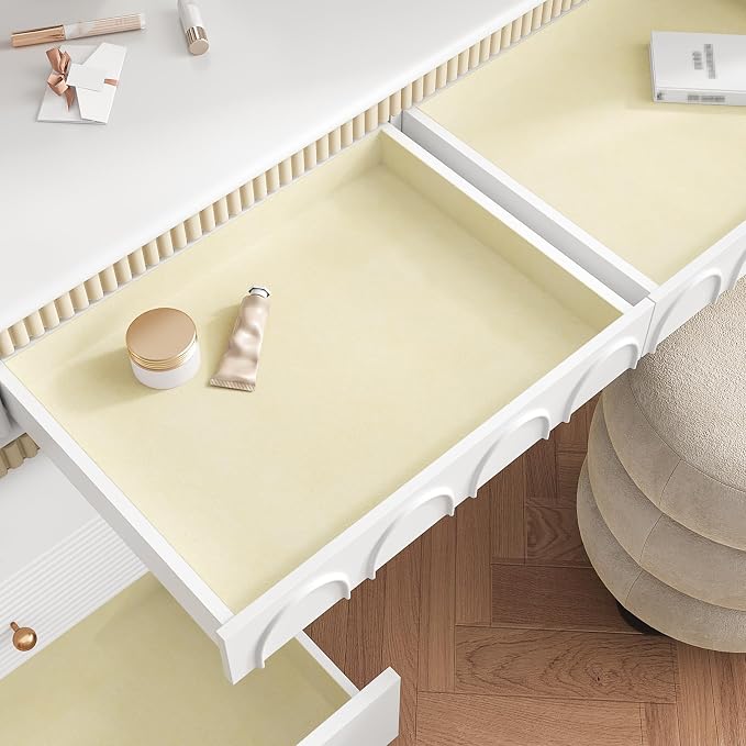 VEELIKE Cream Velvet Fabric Roll Self Adhesive Soft Felt Drawer Liner - Image 3