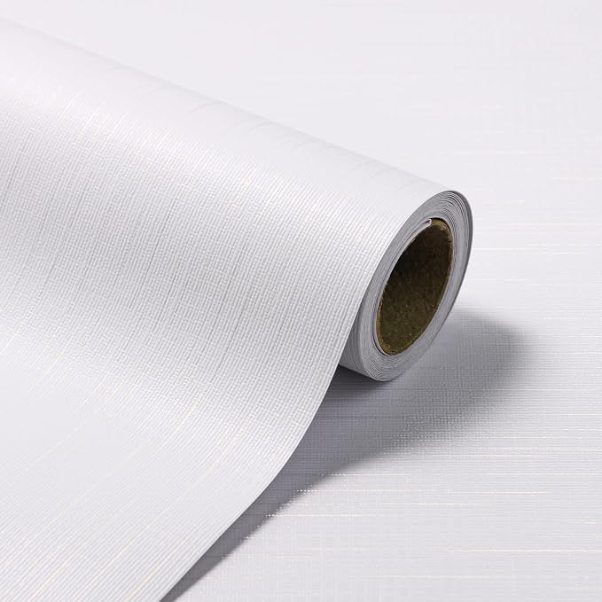 Grasscloth Peel and Stick Wallpaper White Gold Wallpaper 15.7"x 1181" Linen by TAPETYLLER