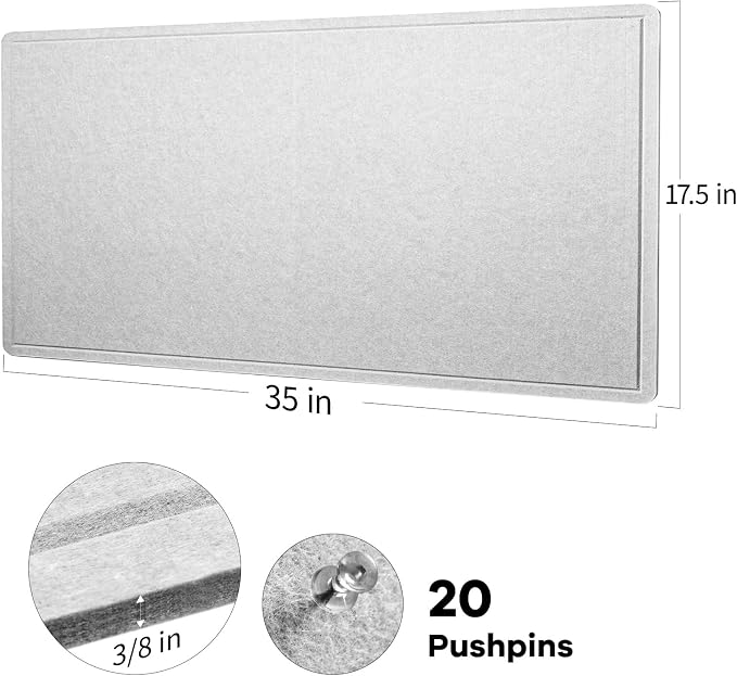 Lightomorrow Bulletin Board, 35 x 17 1/2 inches Felt Board - Image 7