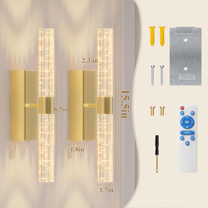 camuucci Battery Operated Wall Sconces Set of 2 Rechargeable Battery Powered - Image 4