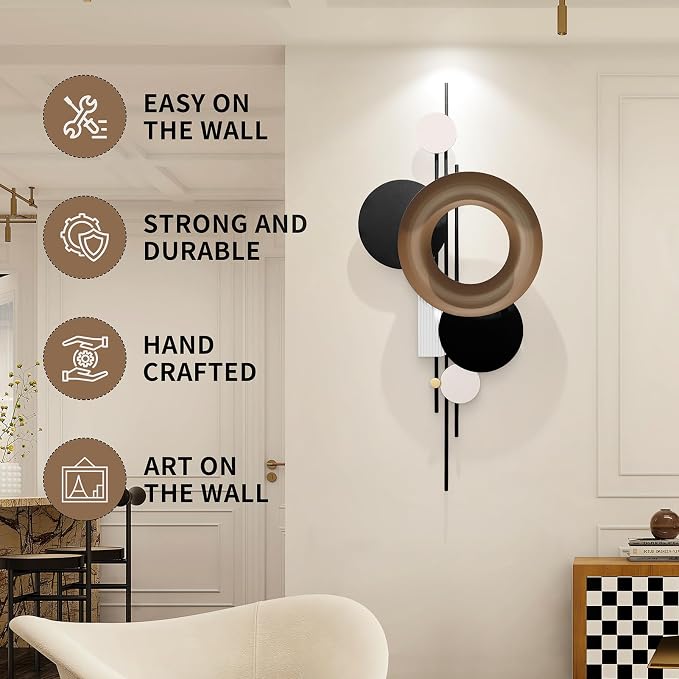HEBOIX Large Metal Wall Decor Modern Metal Wall Art 3D Wall Sculptures Handmade - Image 6