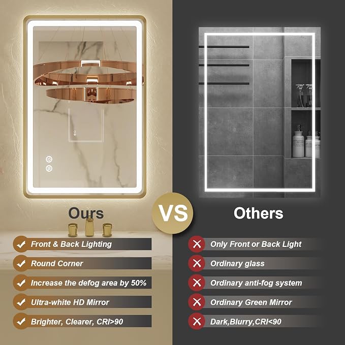 24x32 Inch LED Bathroom Mirror - Image 3