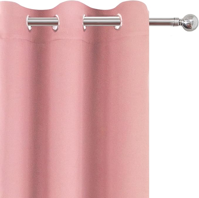 LEMOMO Blackout Curtains 52 x 120 Inch Long Pink Curtains Set of 2 Panels Room - Image 6