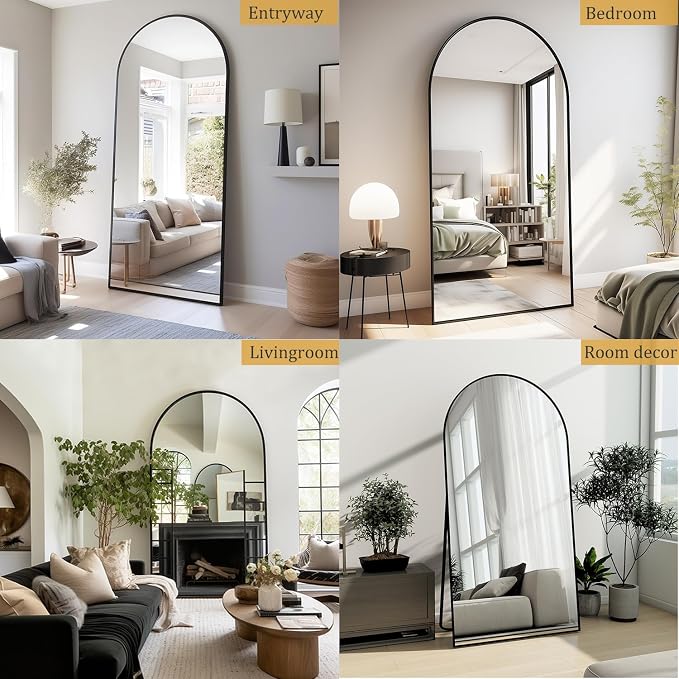 Dewfig Arched Full Length Mirror, Full Body Mirrors - Image 4