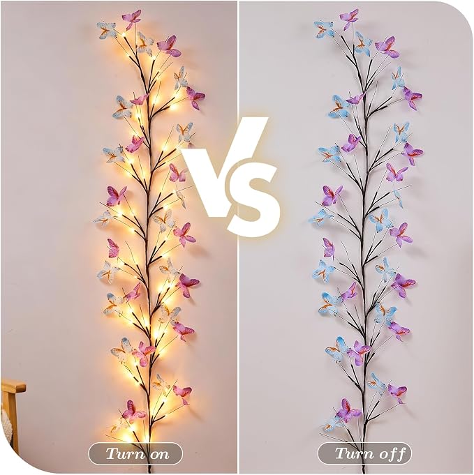 Willow Vine Light with Butterfly 48LED 5.9FT Enchanted Wall Decoration Vine - Image 7