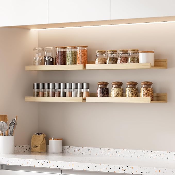 upsimples Floating Shelves for Wall, Wall Shelves for Decor Storage Set of 6 - Image 7