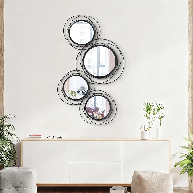 4 Set. Circle Mirrors for Wall Decor for Living Room Bedroom Bathroom Entryway - Image 2