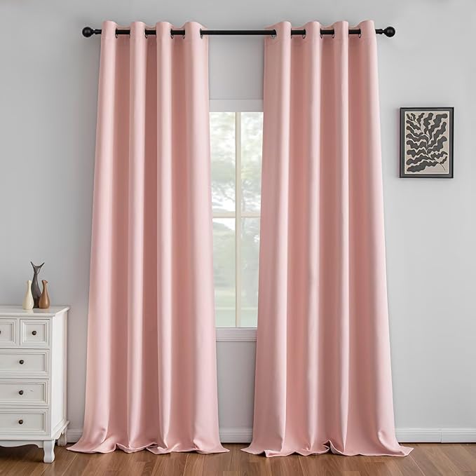 IGEMAEVE Gossamer Pink Curtains 96 Inch Length 2 Panels Set, Light Filtering by IGEMAEVE