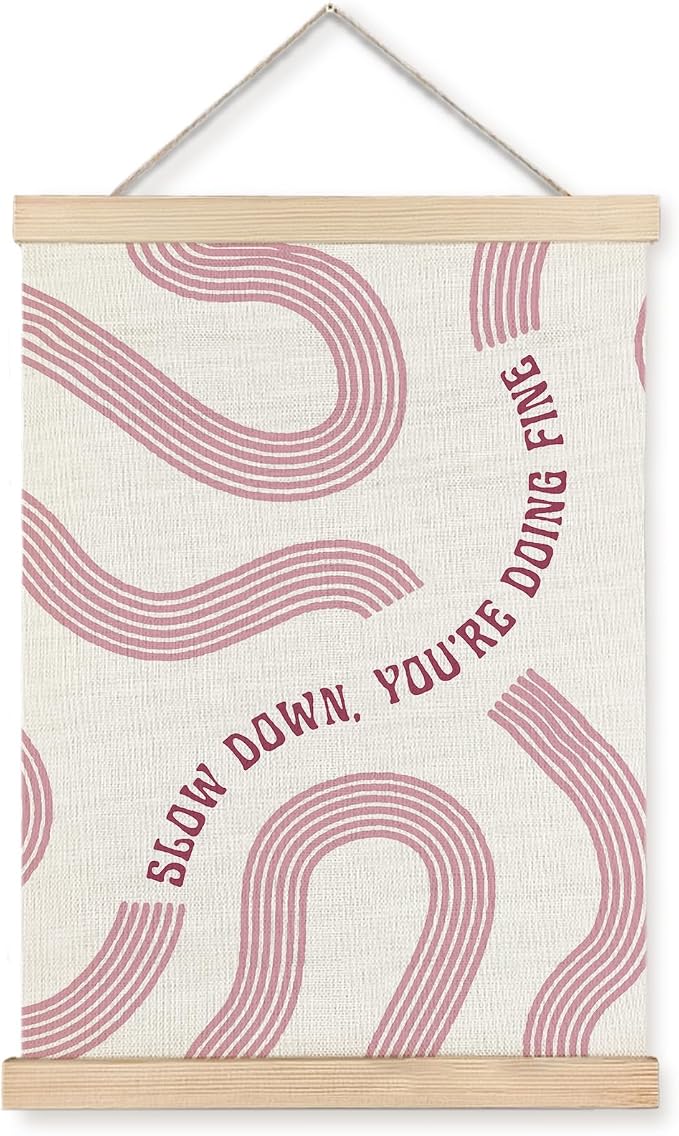 Yomisex Pink Slow Down You're Doing Fine Inspirational Wall Art Poster by VintageHomeDecor