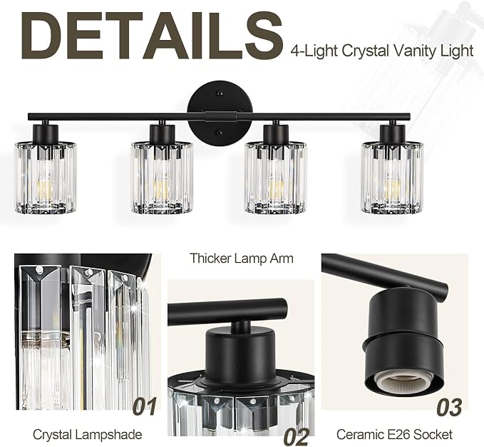 Crystal Bathroom Light Fixtures, Bathroom Lighting Fixtures Over Mirror - Image 4