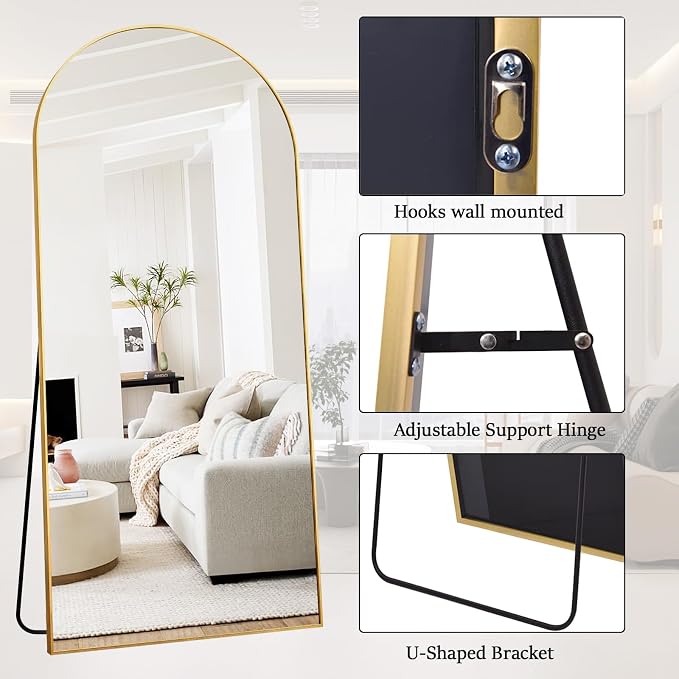 Rowjut Floor Full Length Mirror, Arched Mirrors Full Length 76"x34" - Image 4