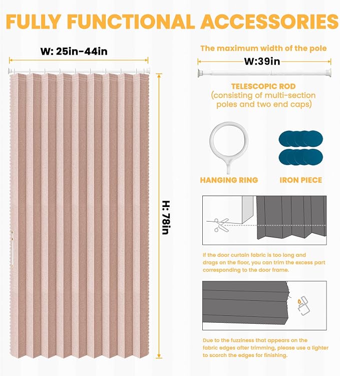 AJAZZ Blackout Curtain with Curtain Rods Included Invisible Accordion Doors - Image 3