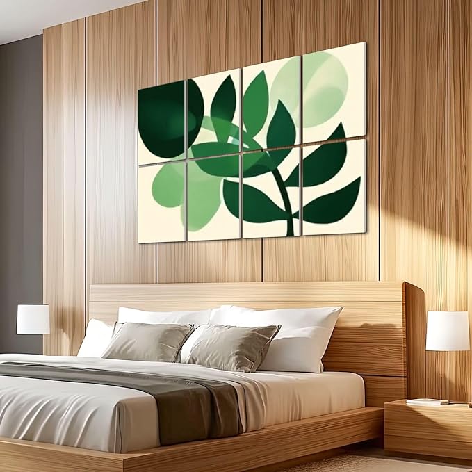 8 Pack Art Acoustic Panels Sound Absorbing Boho Botanical Leaf Orange Green - Image 5