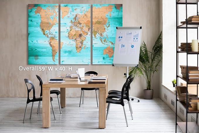 ZEYDRT Blue large world map wall decoration can be directly hung 40‘x20 inx3 - Image 4