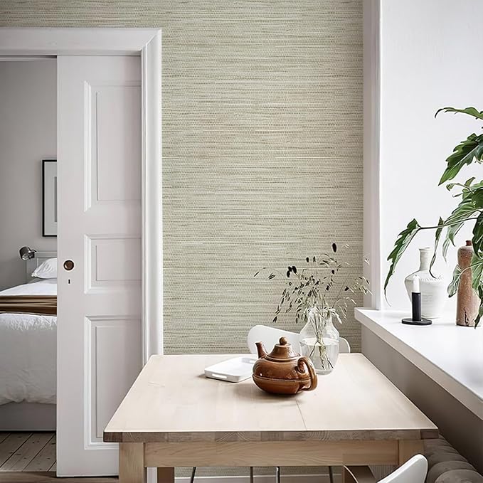 HueBurst Grasscloth Peel and Stick Wallpaper 17.3" x 197" Renter Friendly - Image 4