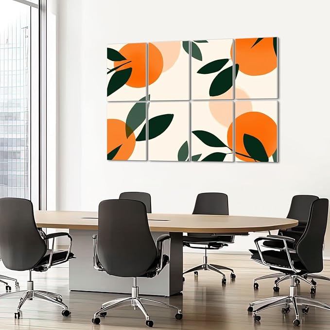 8 Pack Art Acoustic Panels Sound Absorbing Boho Botanical Leaf Orange Green - Image 7