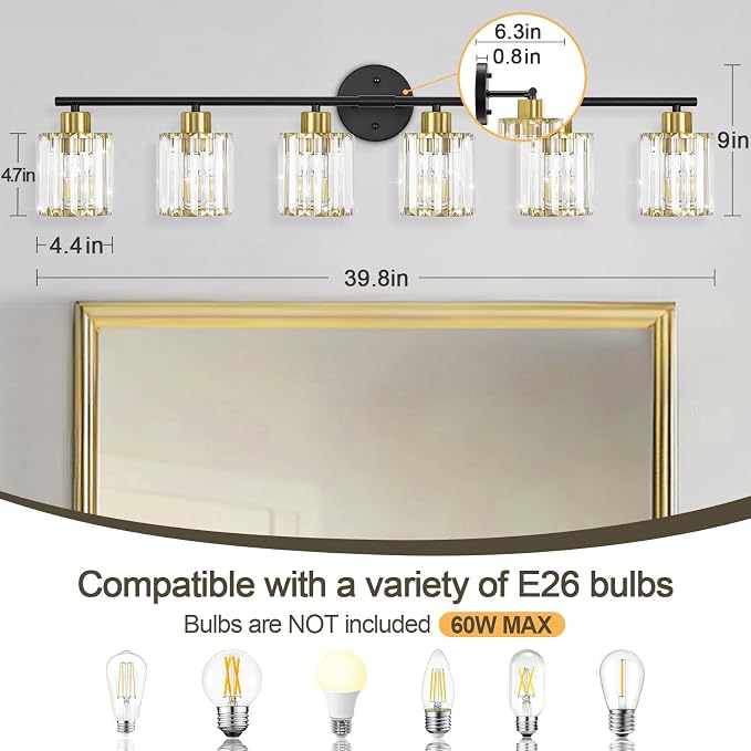 Crystal Bathroom Light Fixtures, Bathroom Lighting Fixtures Over Mirror - Image 2