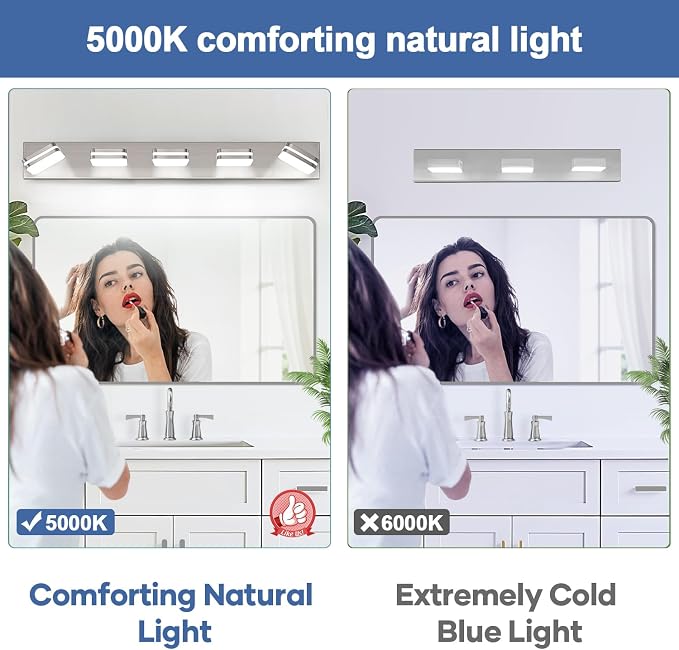 360° Rotate LED Bathroom Vanity Light Fixtures, 2100LM Acrylic Brushed Nickel - Image 5