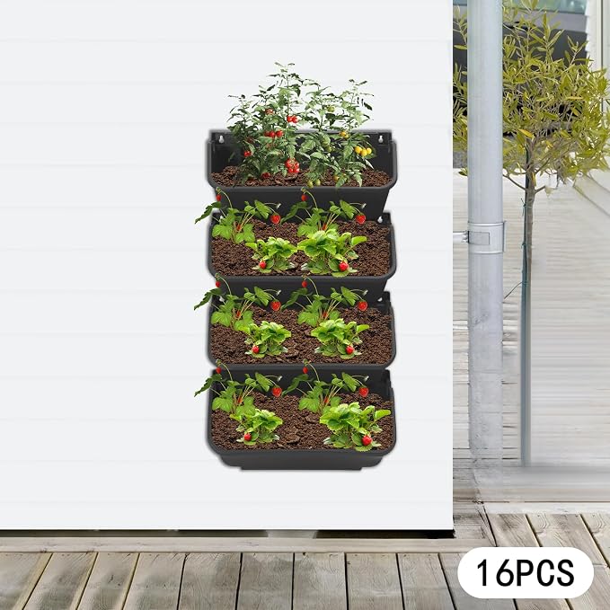 Vertical Wall Planter with 16 Pots, Hanging Garden Plant Flowerpot Holder - Image 3