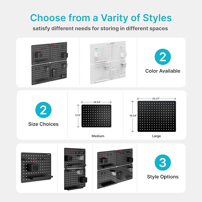 PEGZONE Pegboard Wall Organizer Combination Kit, Overall 33.1"x25.4" Metal - Image 7
