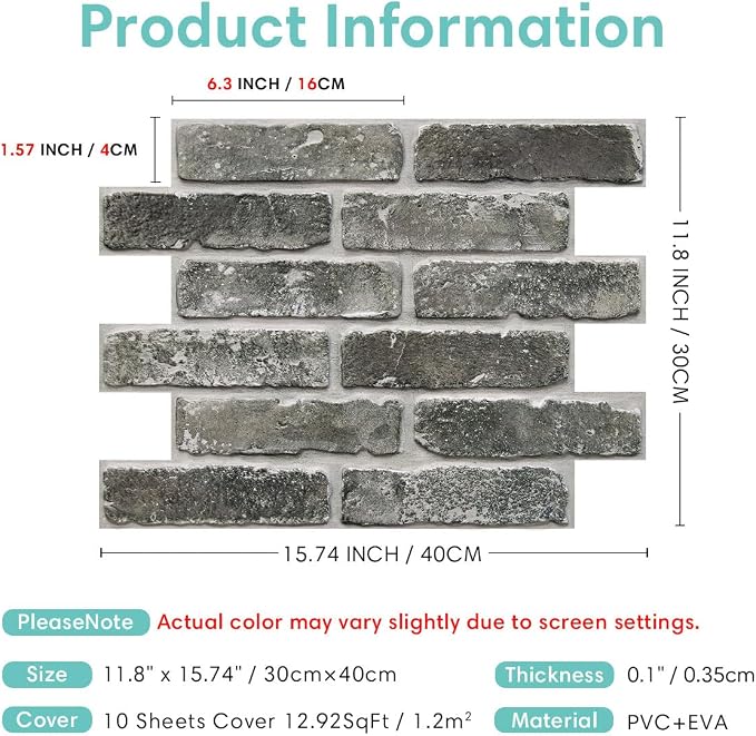 Commomy 3D Peel and Stick Brick, Ultralight Thin PVC Faux Brick Wall Panels - Image 5