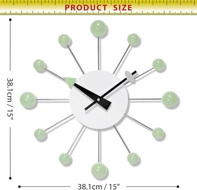 Infinity Instruments Orb Spoke Starburst Wall Clock, Mint Green - Image 7