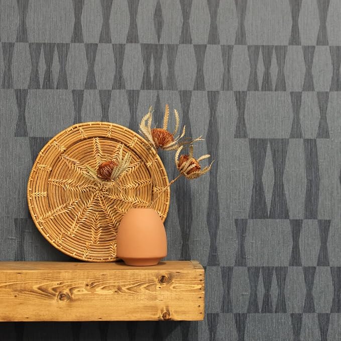 Tempaper Textured Blue Faux Grasscloth Geo Removable Peel and Stick Wallpaper - Image 3