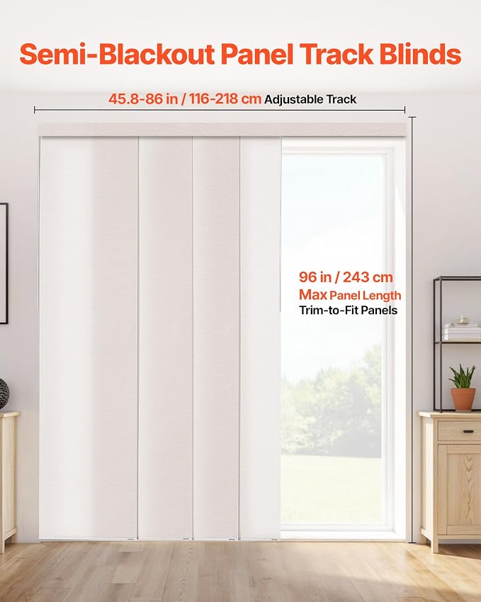 VEVOR Panel Track Blinds, Extendable Track from 45.8 in to 86 in W, Trimmable - Image 2