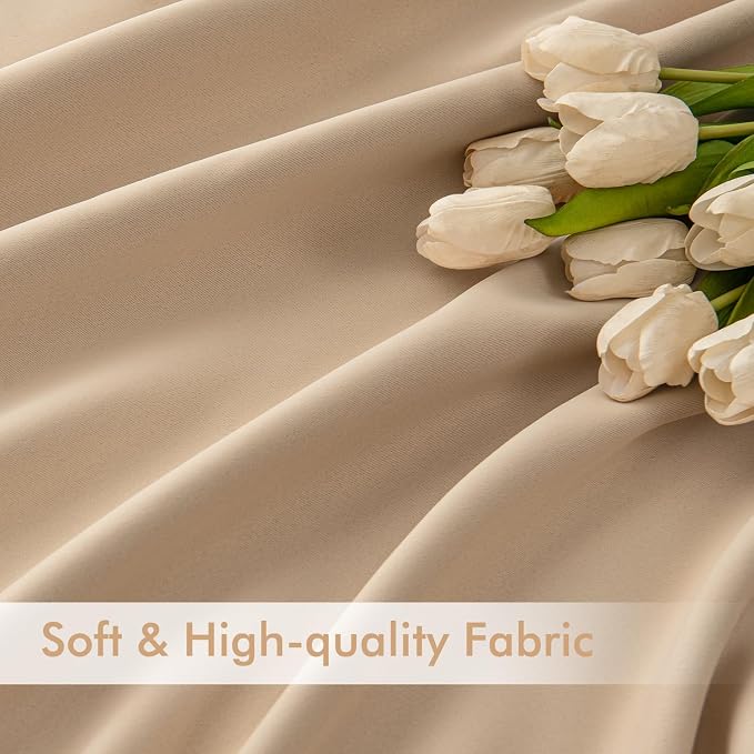 MIULEE Back Tab Beige Curtains 84 Inch Length 2 Panels Set - Image 6