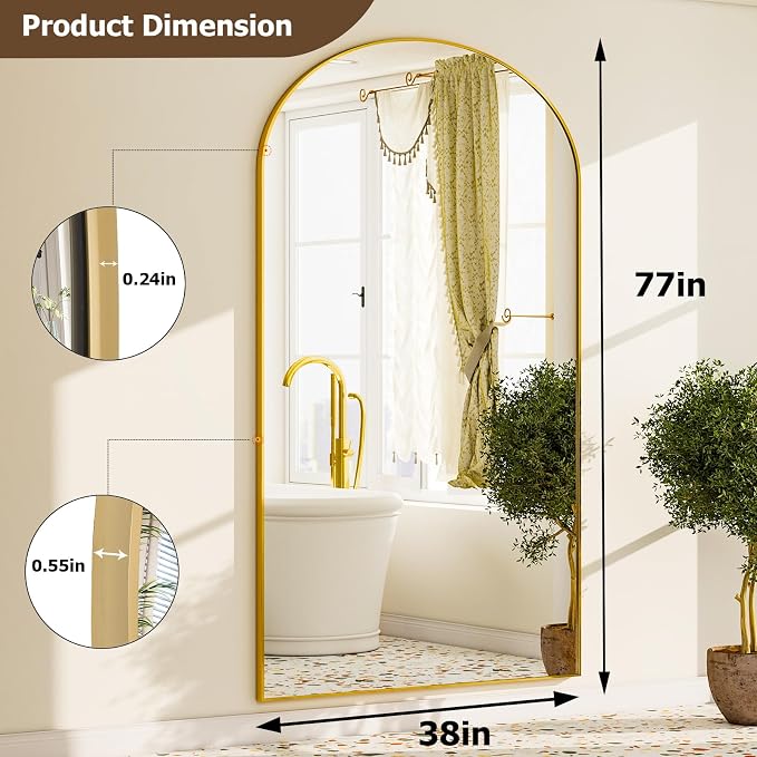 GLSLAND-77 x38 Arched Full Length Mirror - Image 4