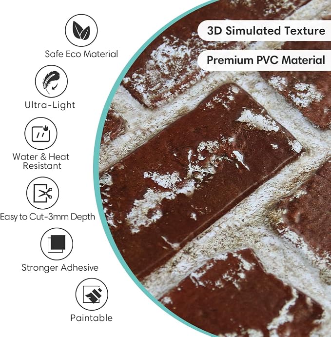 Commomy 3D Peel and Stick Brick Tiles - Image 4