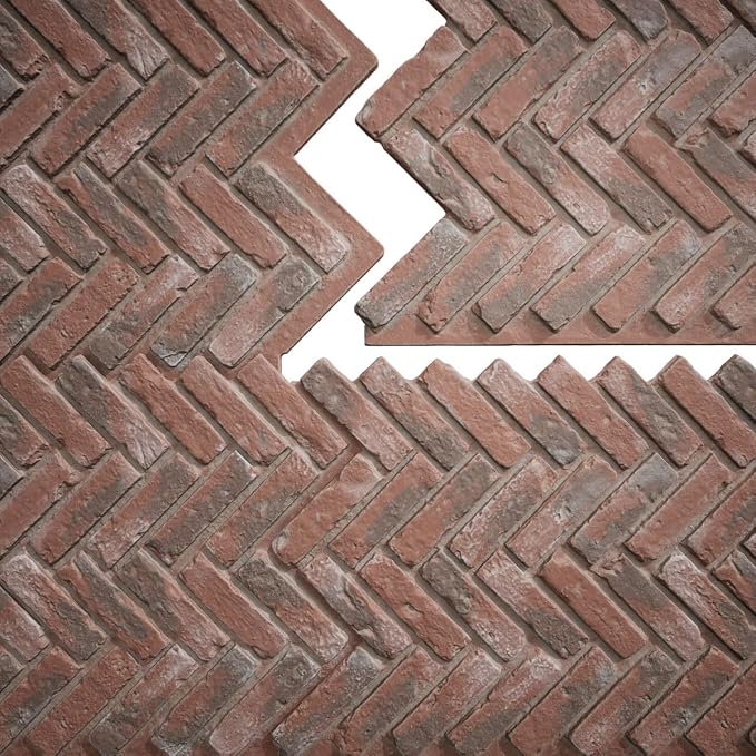 EverStone Herringbone Faux Brick Panel, 46 1/2"W x 25 1/4"H x 1"D, Burnished - Image 9
