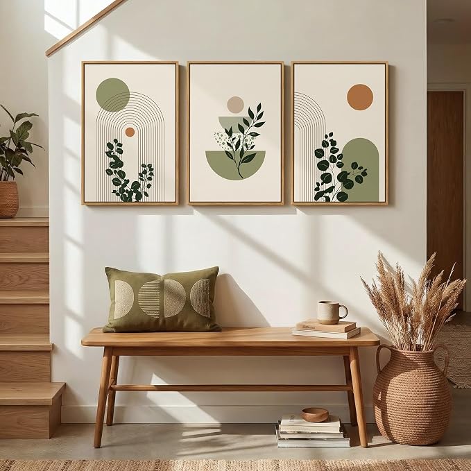 3 Piece Framed Abstract Boho Wall Art - Image 5