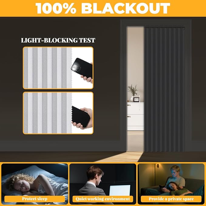 AJAZZ 100% Blackout Accordion Doors Interior Closet Curtain Magnetic Door - Image 4