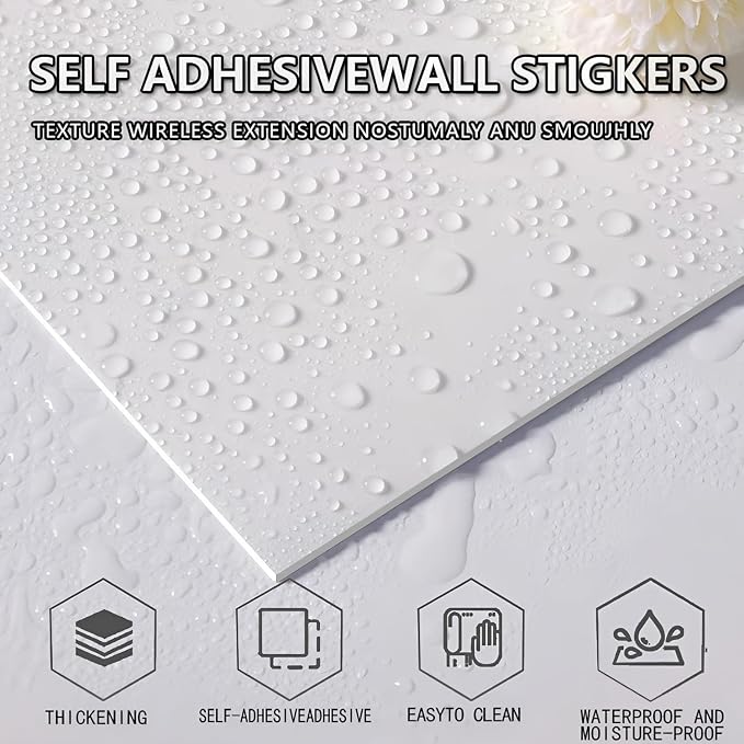 10pcs Peel and Stick Tile Shower Waterproof Marble Tiles Wall Panels, - Image 5