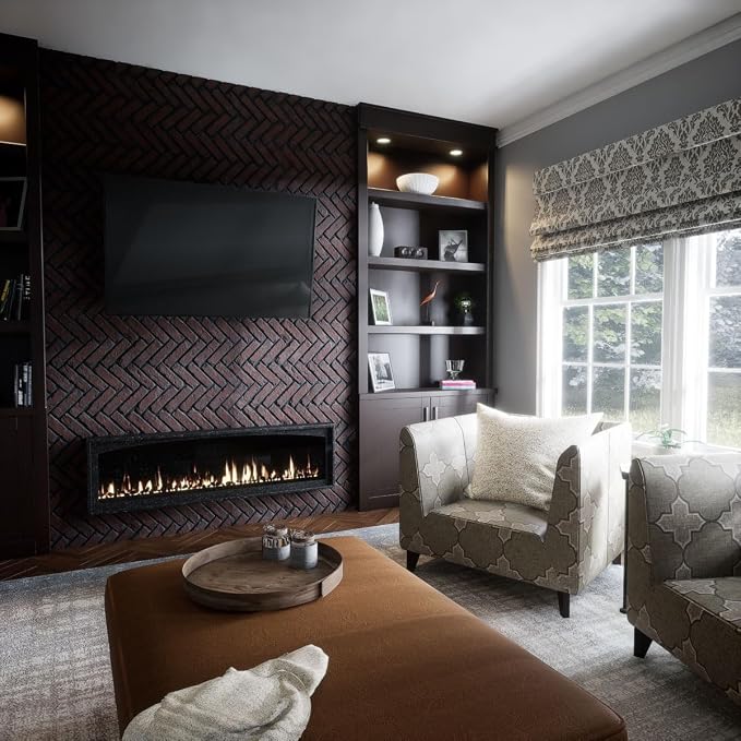 EverStone Herringbone Faux Brick Panel, 46 1/2"W x 25 1/4"H x 1"D, Cinder Color - Image 11
