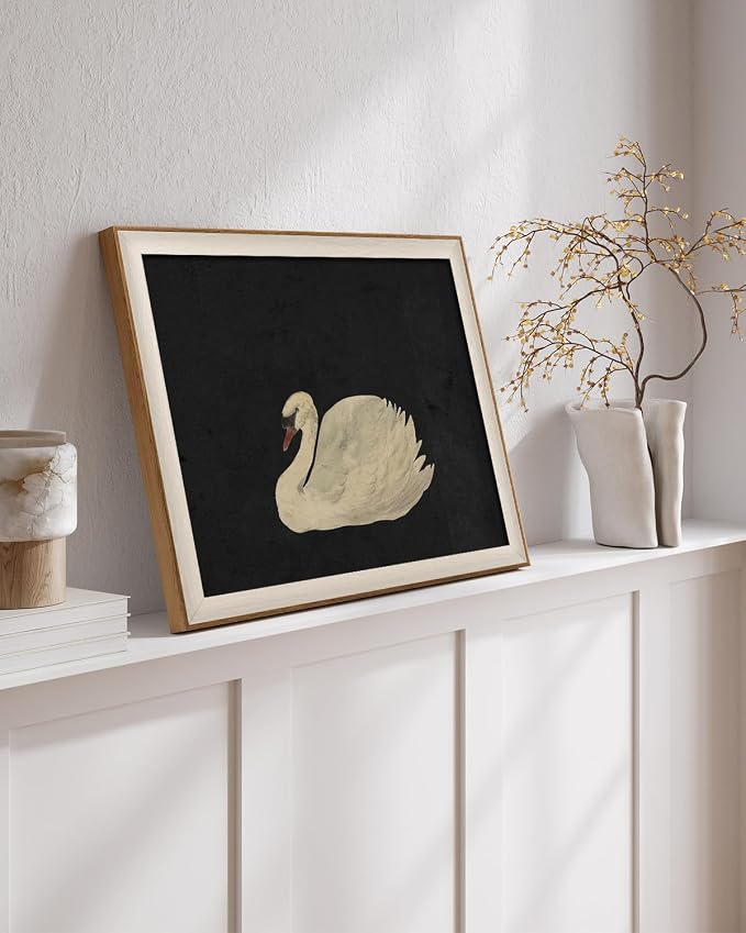 VIYYIEA Framed Wall Art for Living Room, Swan Art Canvas Prints, Vintage Home - Image 4