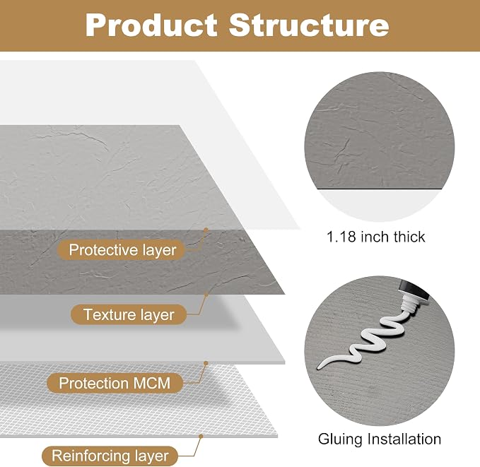 KASARO 3D Faux Stone Wall Panels, Modified Clay Material, Accent - Image 3