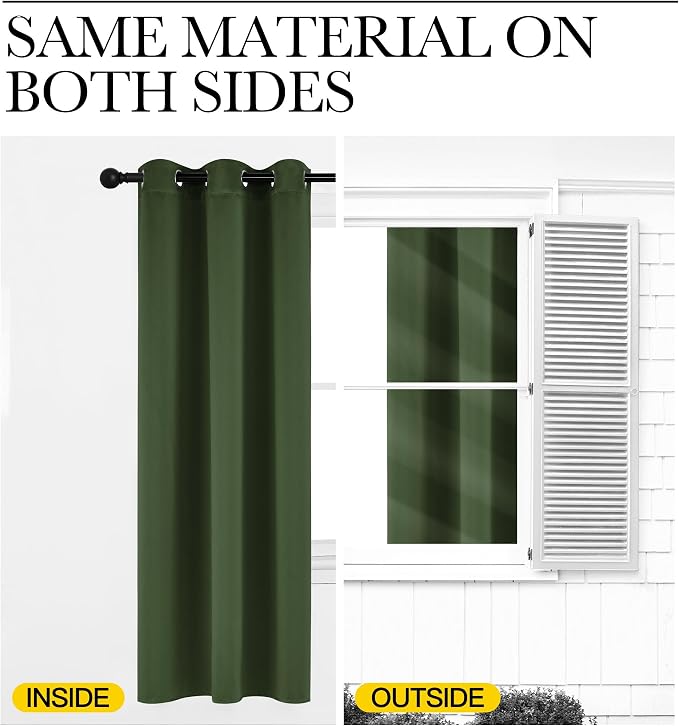 NICETOWN Dark Green Blackout Cafe Satin Curtains - Image 6
