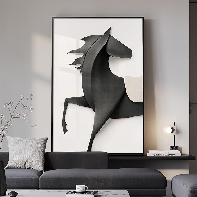 Large Framed Modern Black and White Wall Art, Contemporary Animal artwork Prints by Cuspin