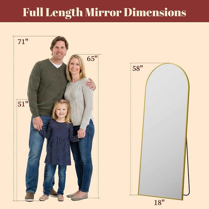 Suidia 58"x18" Arched Full Length Mirror - Image 4