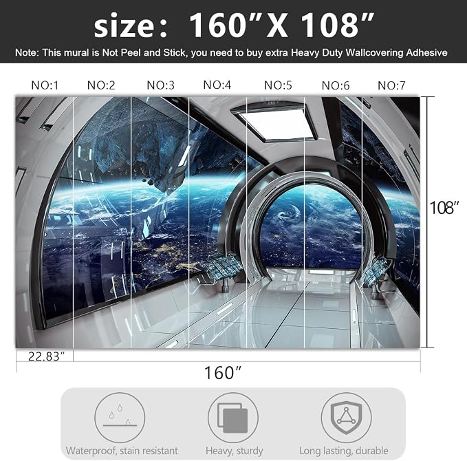 -3D Capsule Space Fabric Wallpaper Living Room Bedroom Bathroom Boys Girls - Image 4