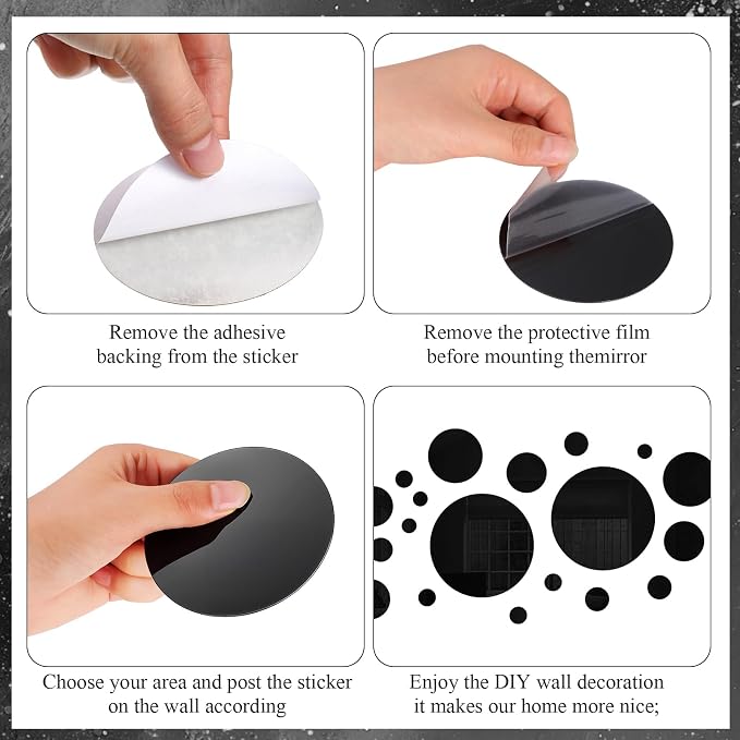 Shappy 32 Pcs Acrylic Mirror Wall Stickers Removable Round Wall Decal Circle - Image 3
